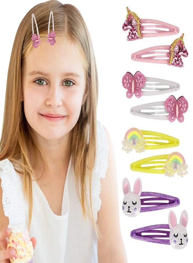 Wingchold 16Pcs Girls Unicorn, Butterfly, Flower, Rabbit Hair Clips - Sparkly Rainbow Hair Accessories for Toddlers, Kids, Hair Clips for Party, Birthday Gift Supplies Favors - Image 2